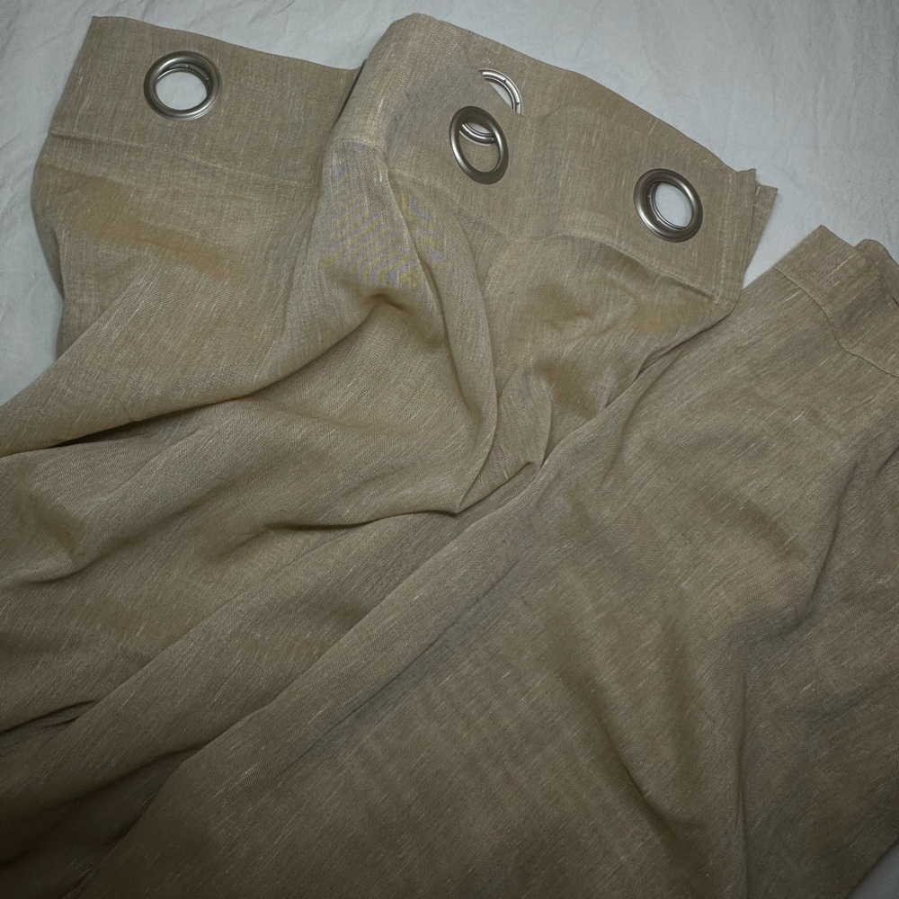 Linen Curtains 84 Inch Length 2 Panels Set - Semi Sheer Taffy Color 52”W x 84”L - Picture 5 of 7